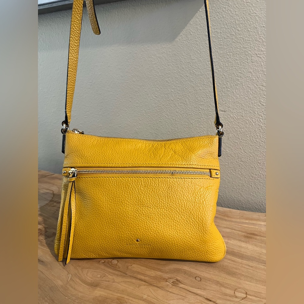 Kate Spade Yellow Crossbody Bag with Textured Finish